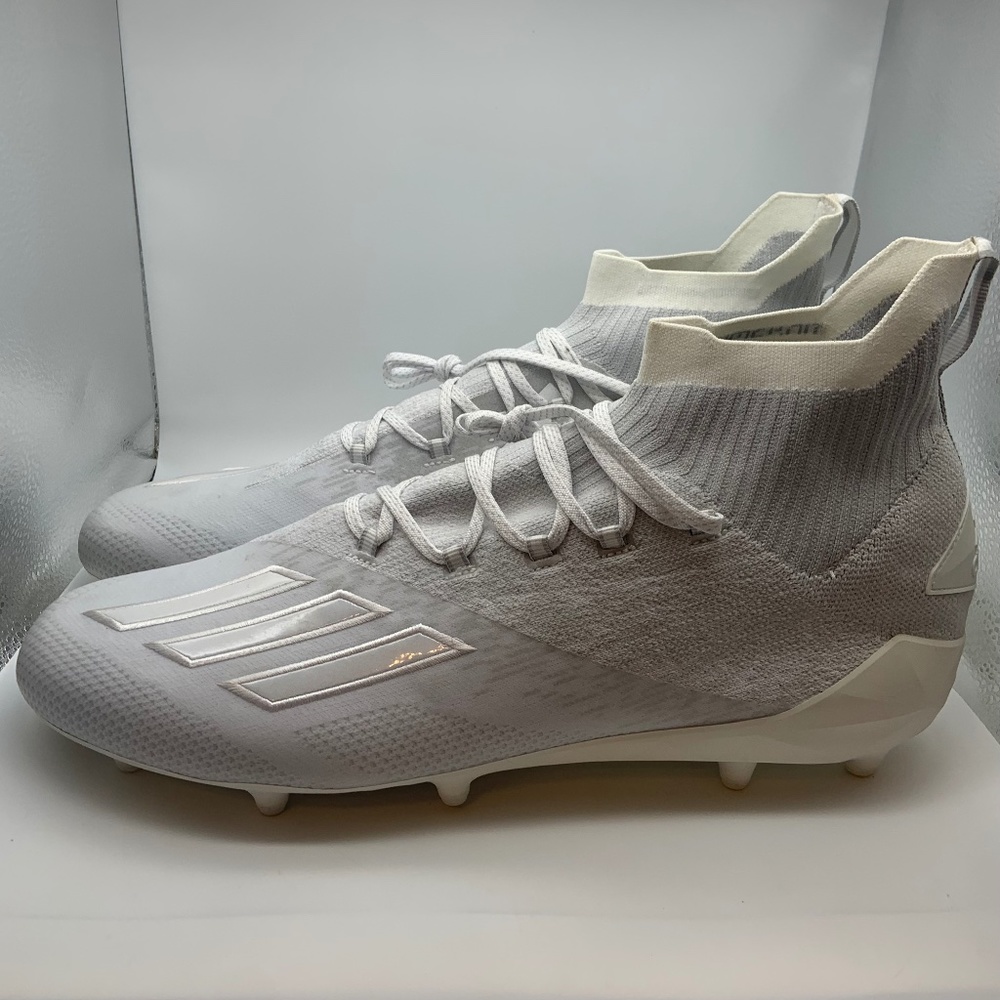 Adidas Adizero Primeknit Mid Football Cleats Gray/White Size 17